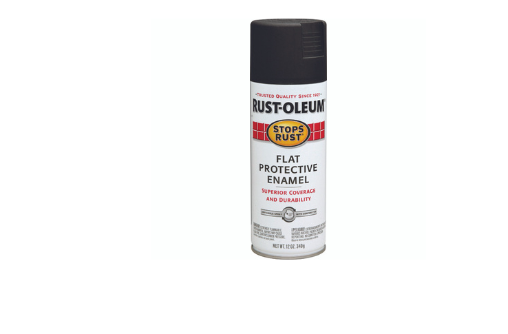 Stops Rust Spray Enamel, Flat Black, 12-oz.