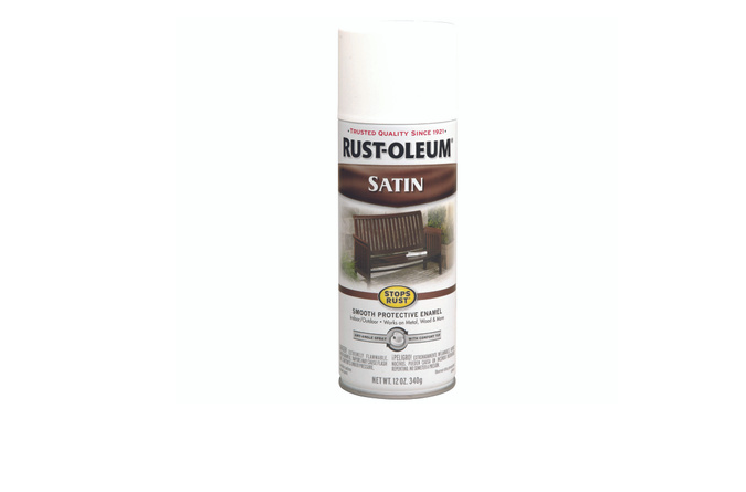 Rust Oleum Spray Enamel, White Satin, 12-oz.