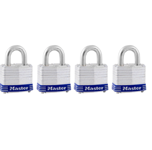 ML Keyed-Alike Laminated Padlocks 4-Pack 1-1/2 In.