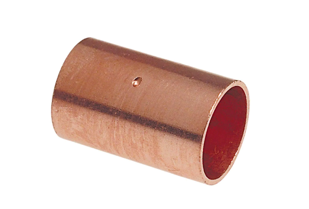 3/4 in Copper Pressure Cup x Cup Coupling with Stop fitting.