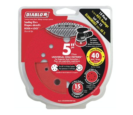 Diablo 5 in. 40 Grit Sanding Discs (15-Pack)