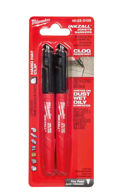 Milwaukee Black Fine Point Perm Marker 2 Pack