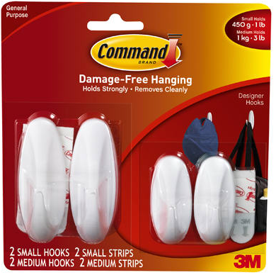 Command  Design Hook/Strip, 4 ct