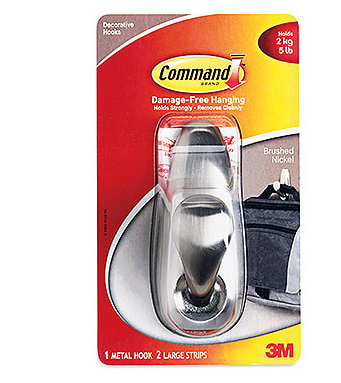 Command Forever Classic Hook, Brushed Nickel Metal, Large