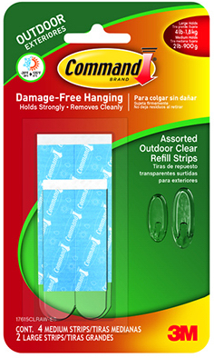 Command Hook Strip Refills, M-L, Clear, 6-Pk.