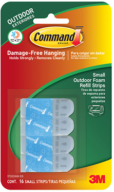 Command Hook Strip Refills, Outdoor, Small, Foam, 16-Pk.