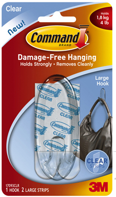 Command Hook, Clear, Large, 1-Pk.