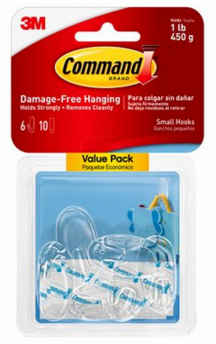 Command Hooks Value Pack, Small, Clear, 6-Pk.