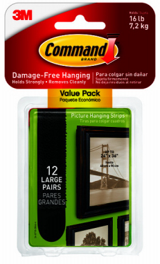 Command Picture Hanging Strips, Black, Large, 12-Pk.