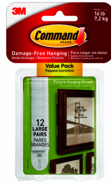 Command Picture Hanging Strips, White, Large, 12-Pk.