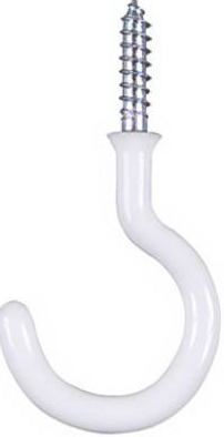 Cup Hook, White, Vinyl Coated, 0.75-In. (5-Pk)