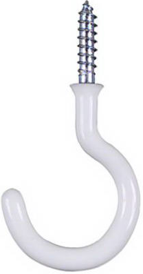 Cup Hook, White, Vinyl Coated, 1.5-In. (2 pack)