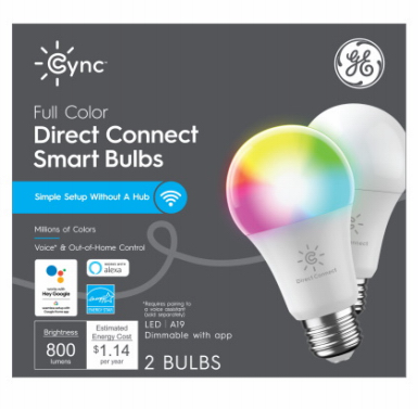 Cync Smart LED Bulb, Dimmable, Full Color, A19, 9.5-Watts