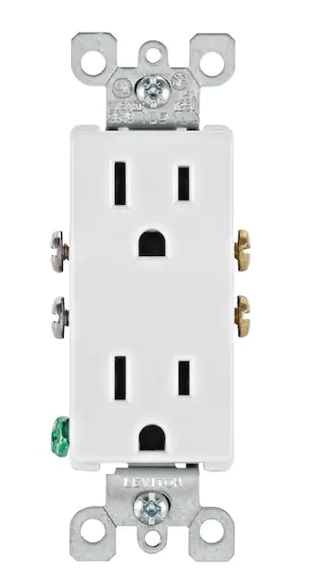 Decora Outlet 15A White Duplex