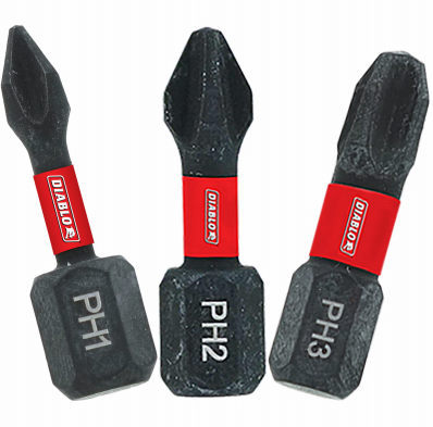 Diablo 1 in. Phillips Drive Bit Assorted Pack (3-Piece)