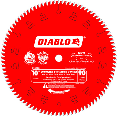 Diablo 10 in. x 90 Tooth Ultimate Polished Finish Saw Blade