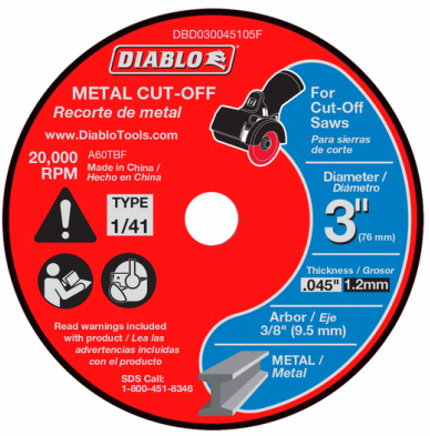 Diablo 3 in. Metal Cut Off Disc - Thin Kerf (5-Pack)