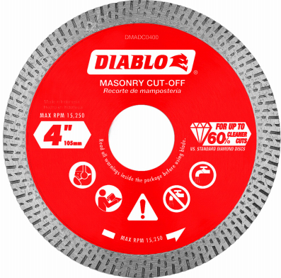 Diablo 4 in. Continuous Rim Blade  Diamond  Masonry