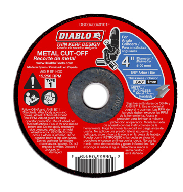 Diablo 4 in. Metal Cut Off Disc - Thin Kerf