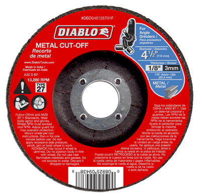 Diablo 4-1/2 in. Metal Cut Off Disc - Type 27