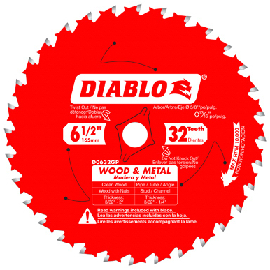 Diablo 6-1/2 in. x 32 Tooth Wood & Metal Carbide Saw Blade