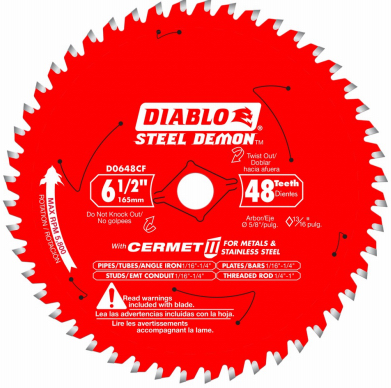 Diablo 6-1/2 in. x 48 Tooth Steel Demon Cermet II Saw Blade for Metals and Stainless Steel