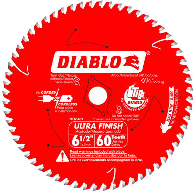 Diablo 6-1/2 in. x 60 Tooth Ultra Finish Saw Blade