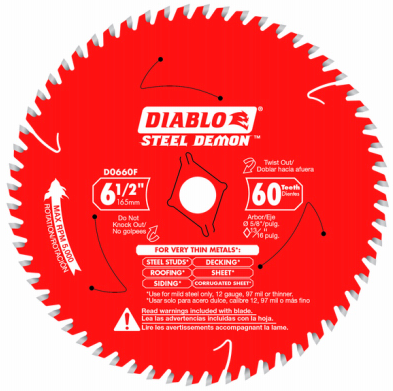 Diablo 6-1/2 in. x 60-Tooth Steel Demon Saw Blade for Very Thin Mild Steels