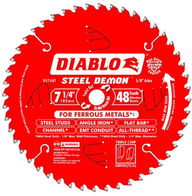 Diablo 7-1/4 in. x 48 Tooth Steel Demon Cermet II Saw Blade for Metals and Stainless Steel