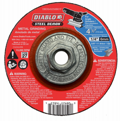 Diablo Steel Demon 4-1/2 in. Type 27 HUB Metal Grinding Disc