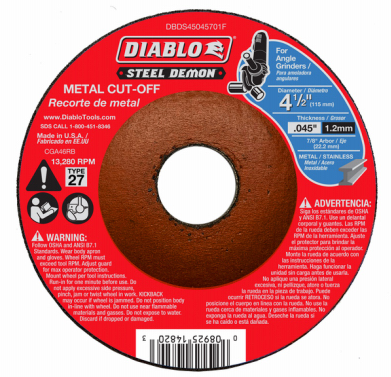 Diablo Steel Demon 4-1/2 in. Type 27 Metal Cut-Off Disc