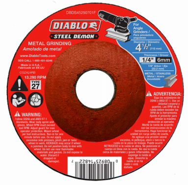 Diablo Steel Demon 4-1/2 in. Type 27 Metal Grinding Disc