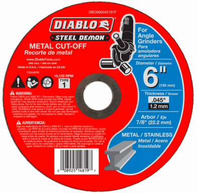 Diablo Steel Demon 6 in. Type 1 Metal Cut-Off Disc