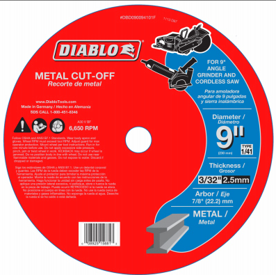 Diablo 9 in. Metal Cut-Off Disc