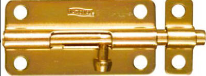 Door Barrel Bolt, Dull Brass, 4-In.