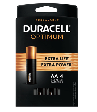 Duracell Optimum Alkaline Batteries, AA, 4-Pk.