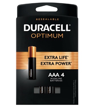 Duracell Optimum Alkaline Batteries, AAA, 4-Pk.