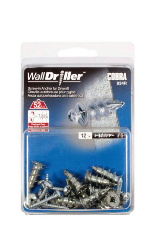 WALLDRILLER ZINC #6+ SCREWS (X12)